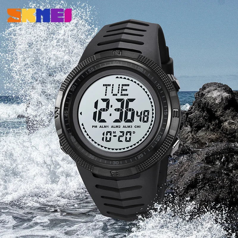 SKMEI Men's Sport Military Digital Men Watch For Men Waterproof Electronic Countdown Mens Wristwatches Outdoors Clock + Compass