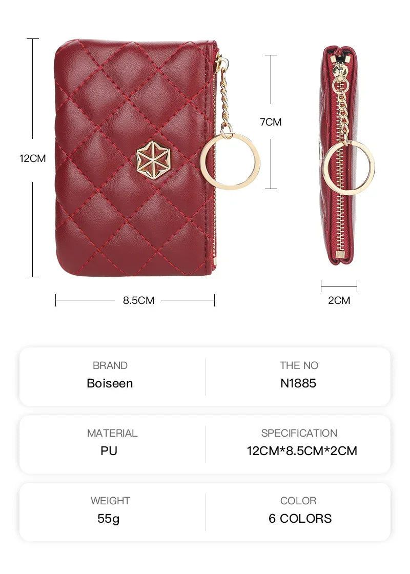 Women's Small Coin Purse PU Leather Wallet Fashion Mini Card Cash Holder Storage Bag with Keychain Ladies Zipper Wallet Gifts