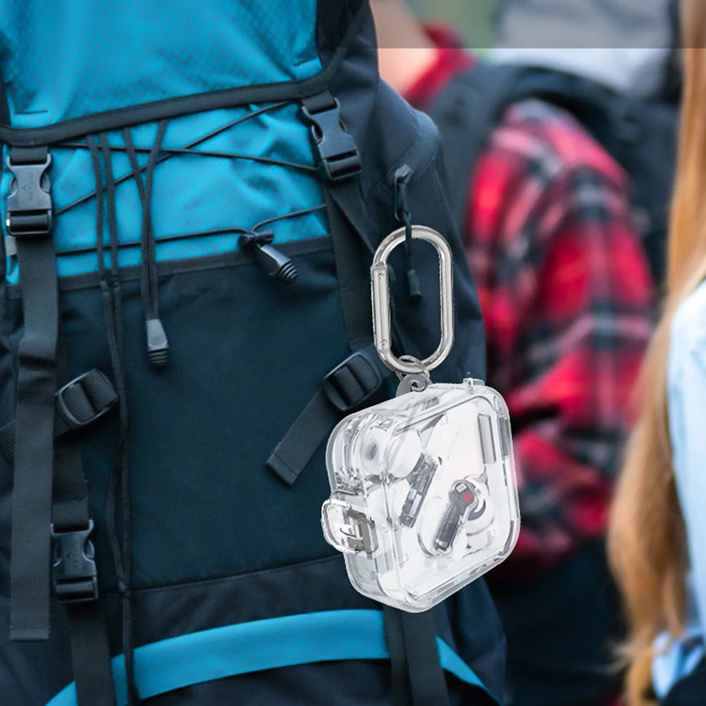 PC Headphone Box Case Clear Candy Color Wireless Headphones Cover With Lanyard Hook Waterproof Fall-protection for Nothing Ear 2