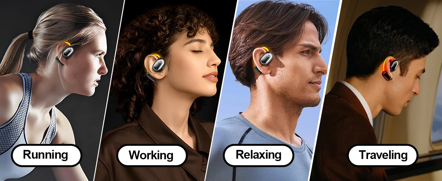 True Open Ear earbuds Wireless Headphones with Enhanced Sound,Lightweight Design,IPX4 waterproof,DNC Mics,BT 5.4,Punchy Bass