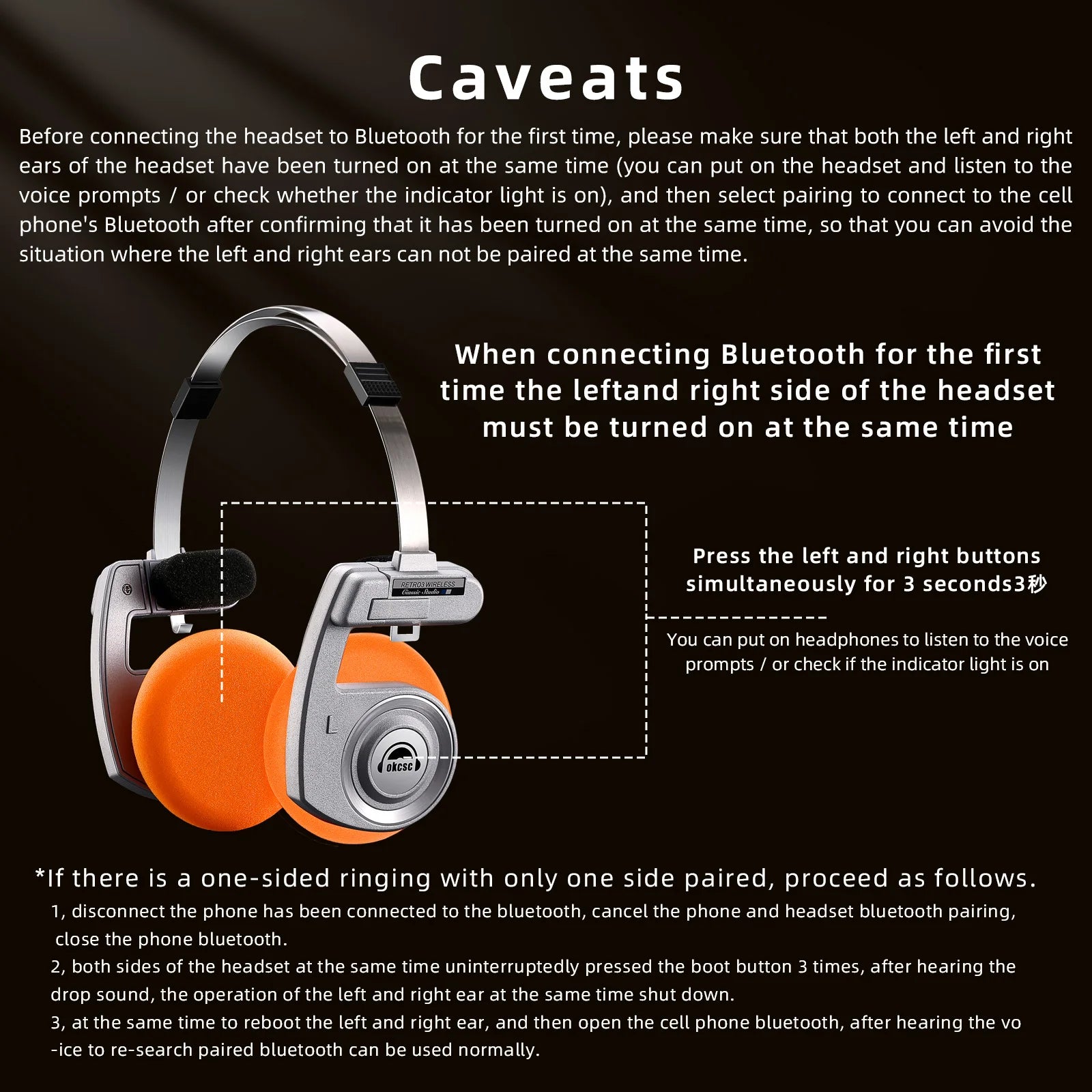 okcsc Retro 3rd Wireless Headphones Drive Open HIFI On-Ear Bluetooth Headphones Portable Lightweight Headsts with Microphone