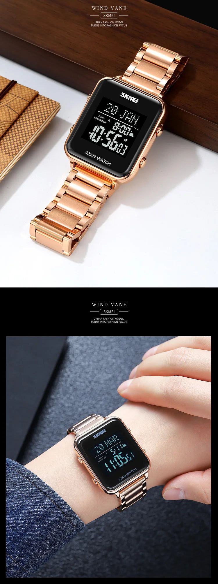 SKMEI Muslim Azan Digital Watches Men's Watch For Men Prayer With Qibla Compass Adhan Alarm Hijri Islamic Wristwatches Clock