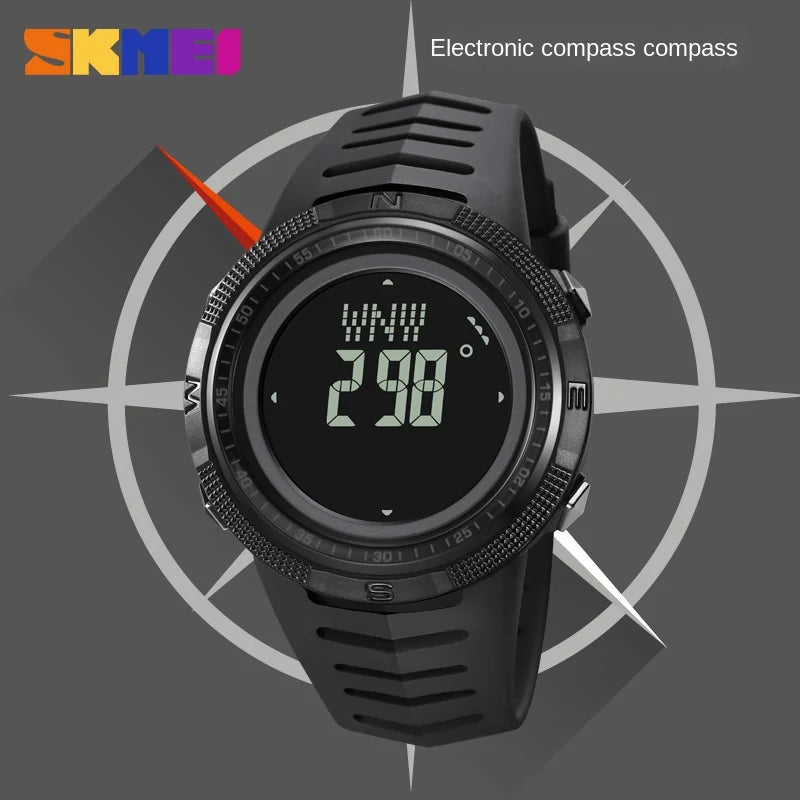 SKMEI Men's Sport Military Digital Men Watch For Men Waterproof Electronic Countdown Mens Wristwatches Outdoors Clock + Compass