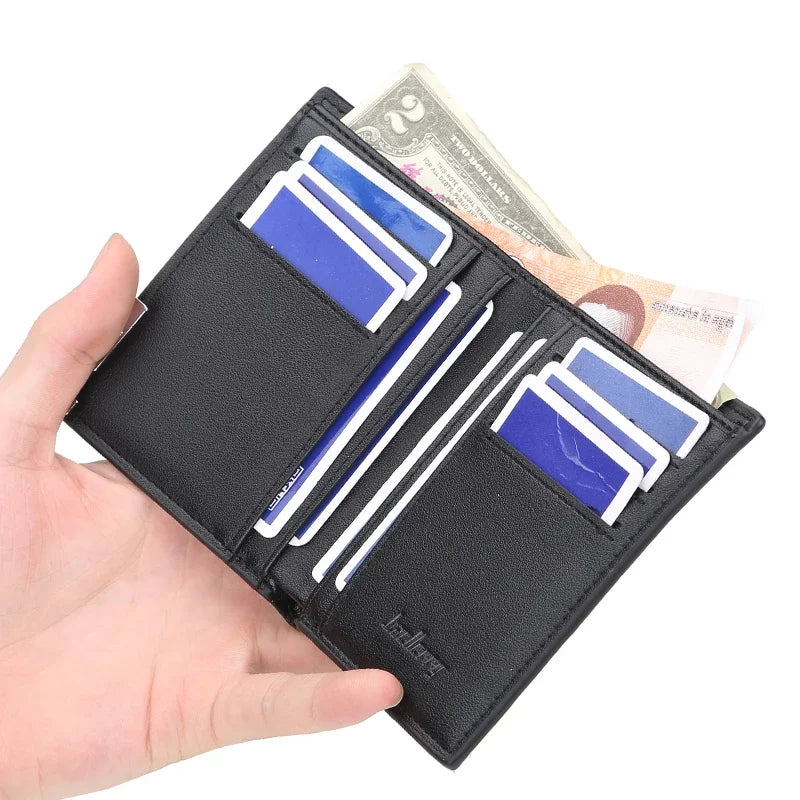 Men's Horizontal and Vertical Wallets Bifold Leather Wallet Pocket Bag Credit Card Holder Purse Large-capacity Business Wallet