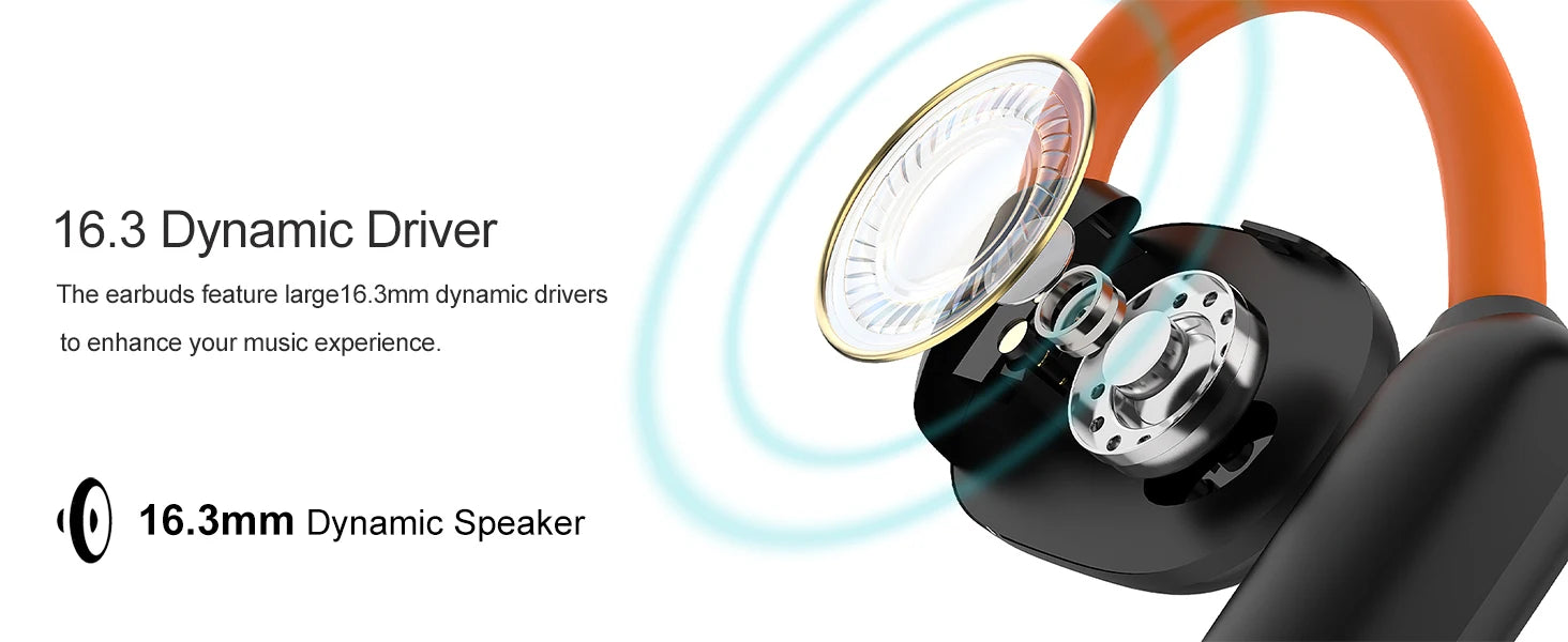 True Open Ear earbuds Wireless Headphones with Enhanced Sound,Lightweight Design,IPX4 waterproof,DNC Mics,BT 5.4,Punchy Bass