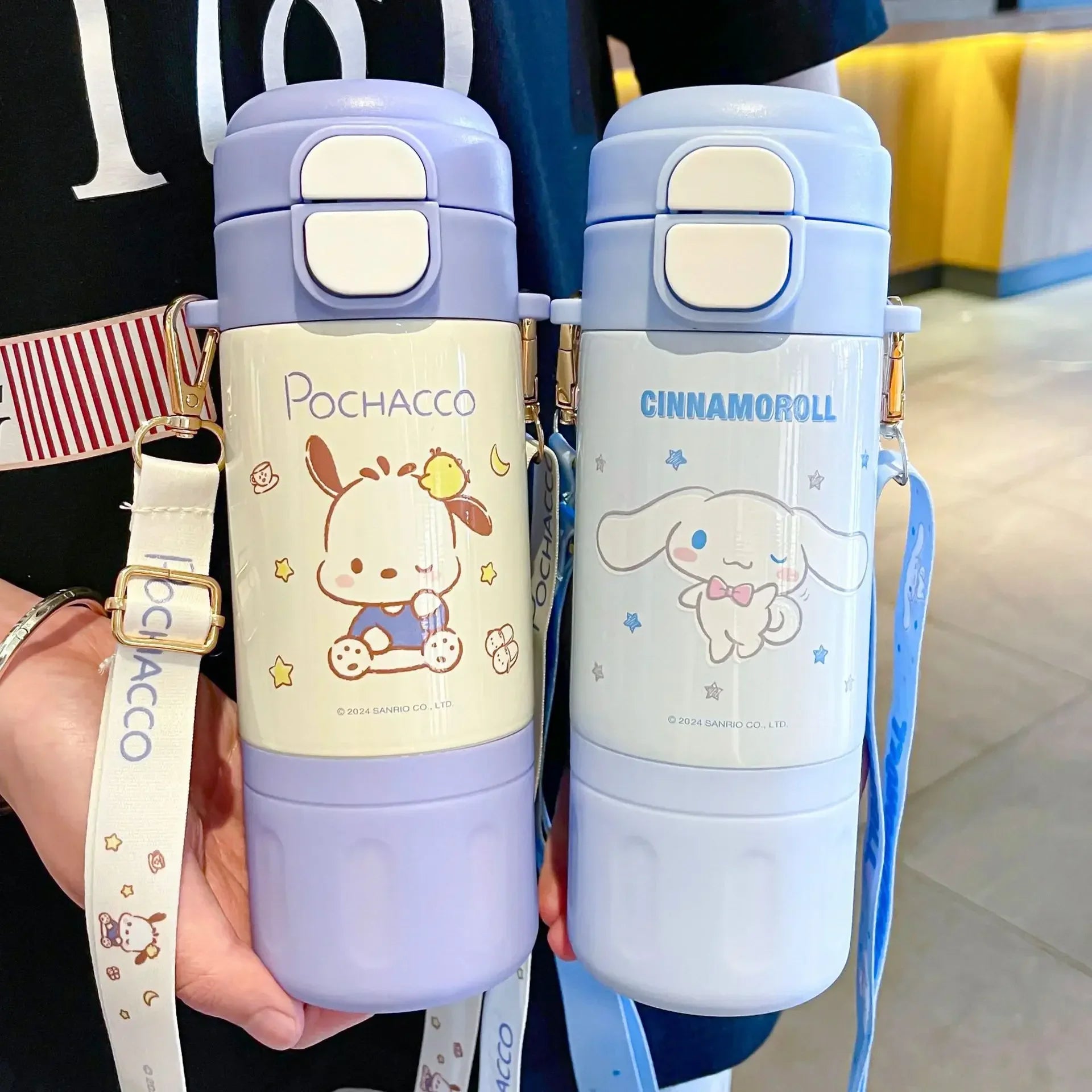 480ml Sanrio Thermos Cup Hello Kitty Kuromi Cinnamoroll Water Cup My Melody Student Stainless Steel Tinsulated Water Bottle Gift