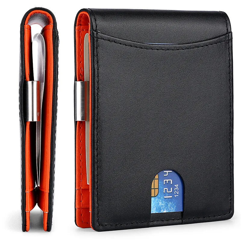 Man's and Women's Leather Wallet Foldable Mini Wallet Credit Card Holder Packet Purse Business Money Clip ID Card Bag Gift