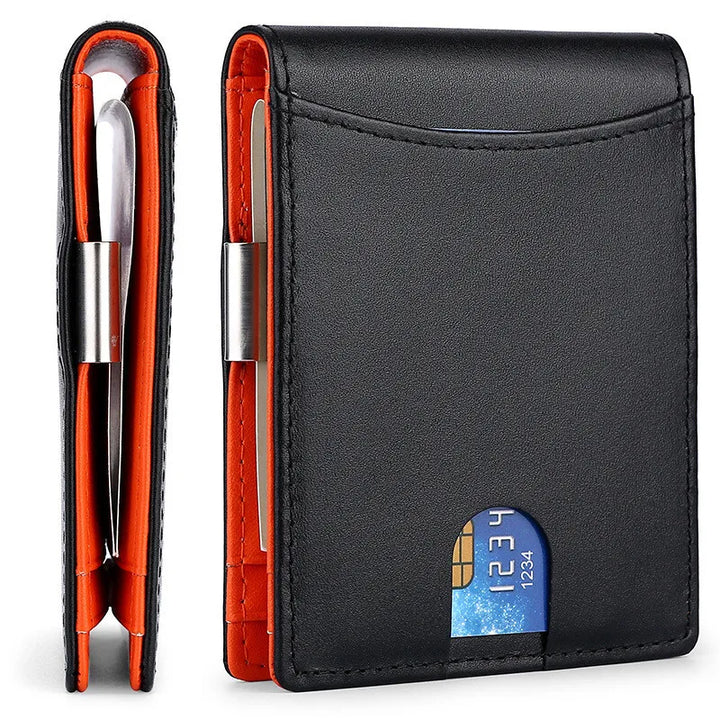 Man's and Women's Leather Wallet Foldable Mini Wallet Credit Card Holder Packet Purse Business Money Clip ID Card Bag Gift