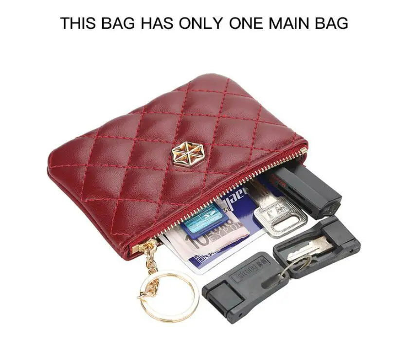 Women's Small Coin Purse PU Leather Wallet Fashion Mini Card Cash Holder Storage Bag with Keychain Ladies Zipper Wallet Gifts