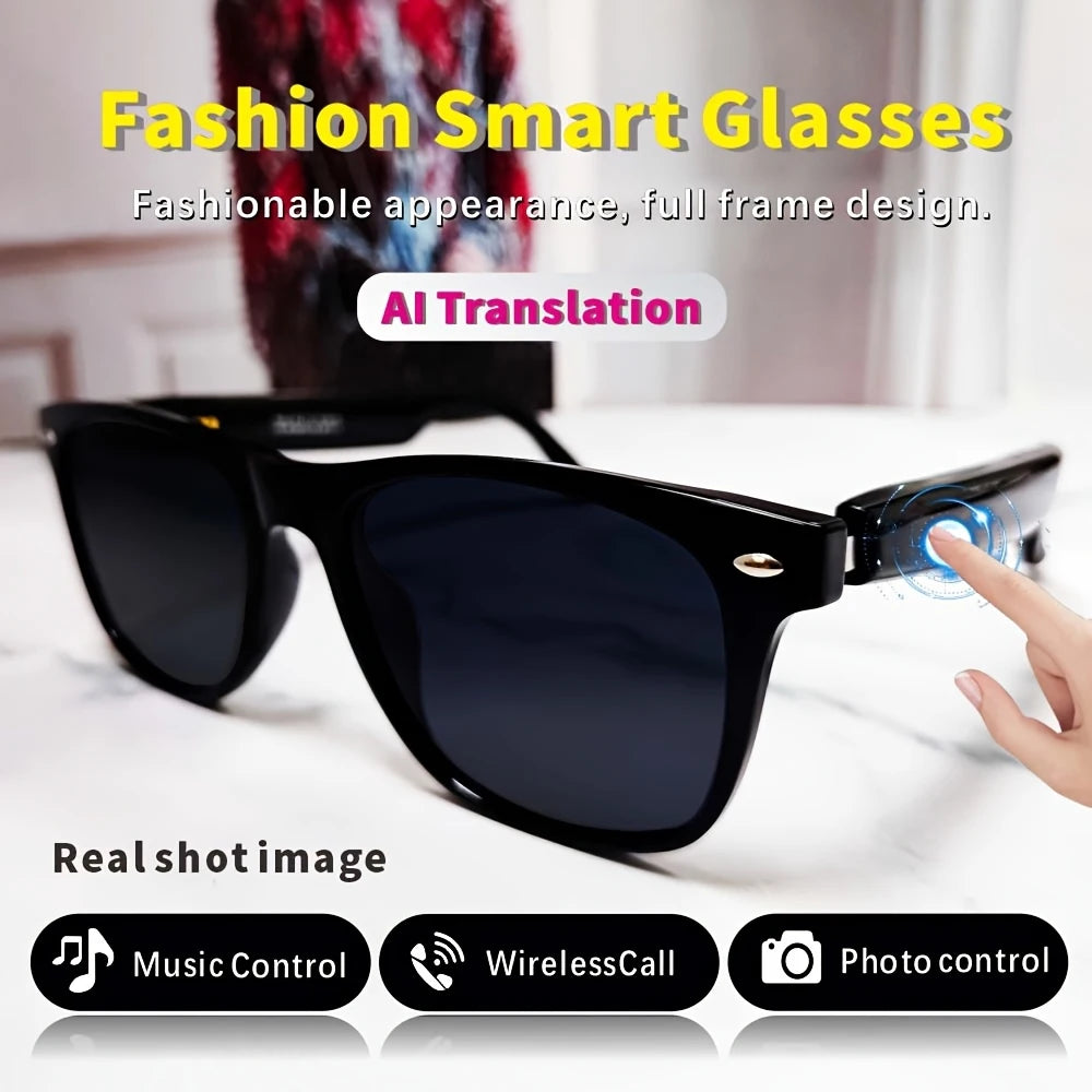 SENBONO AI Translation Smart Glassess Sunglasses With Bluetooth Call Play Music Headphones for Sports Driving Fitness Cycling