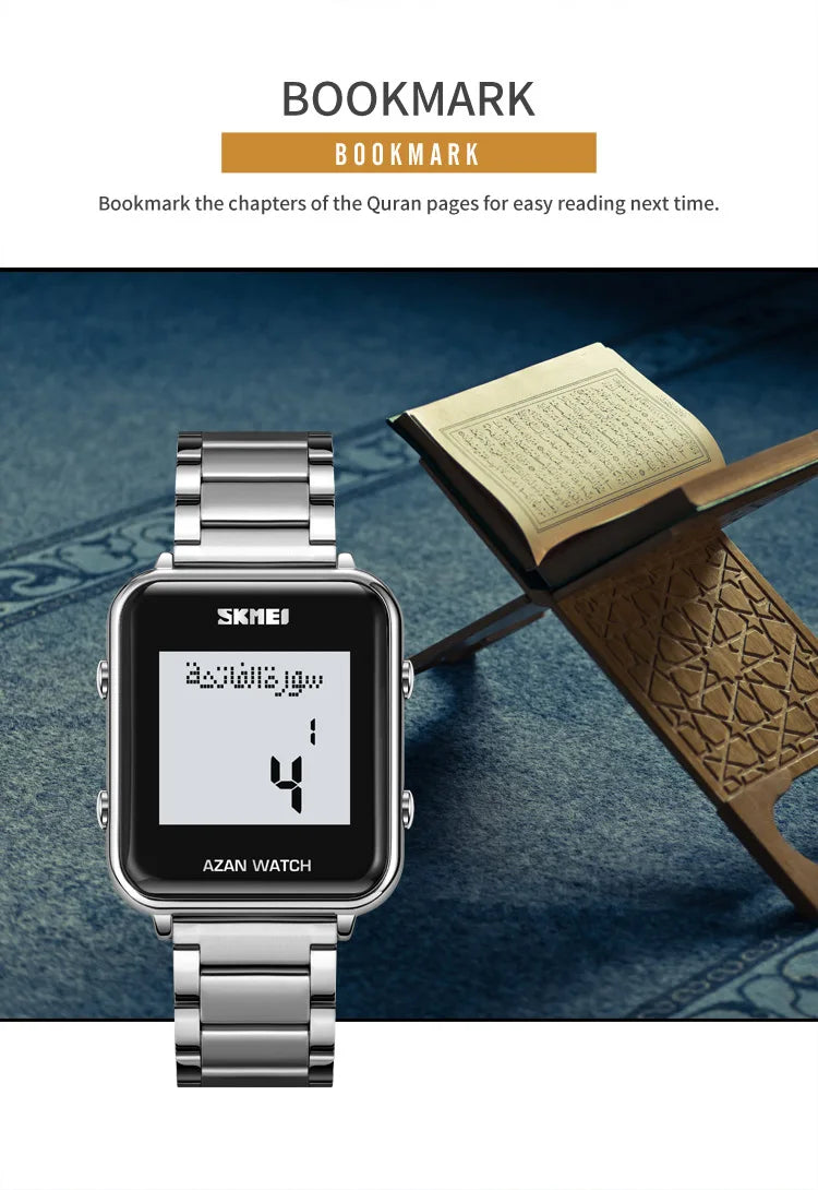 SKMEI Muslim Azan Digital Watches Men's Watch For Men Prayer With Qibla Compass Adhan Alarm Hijri Islamic Wristwatches Clock