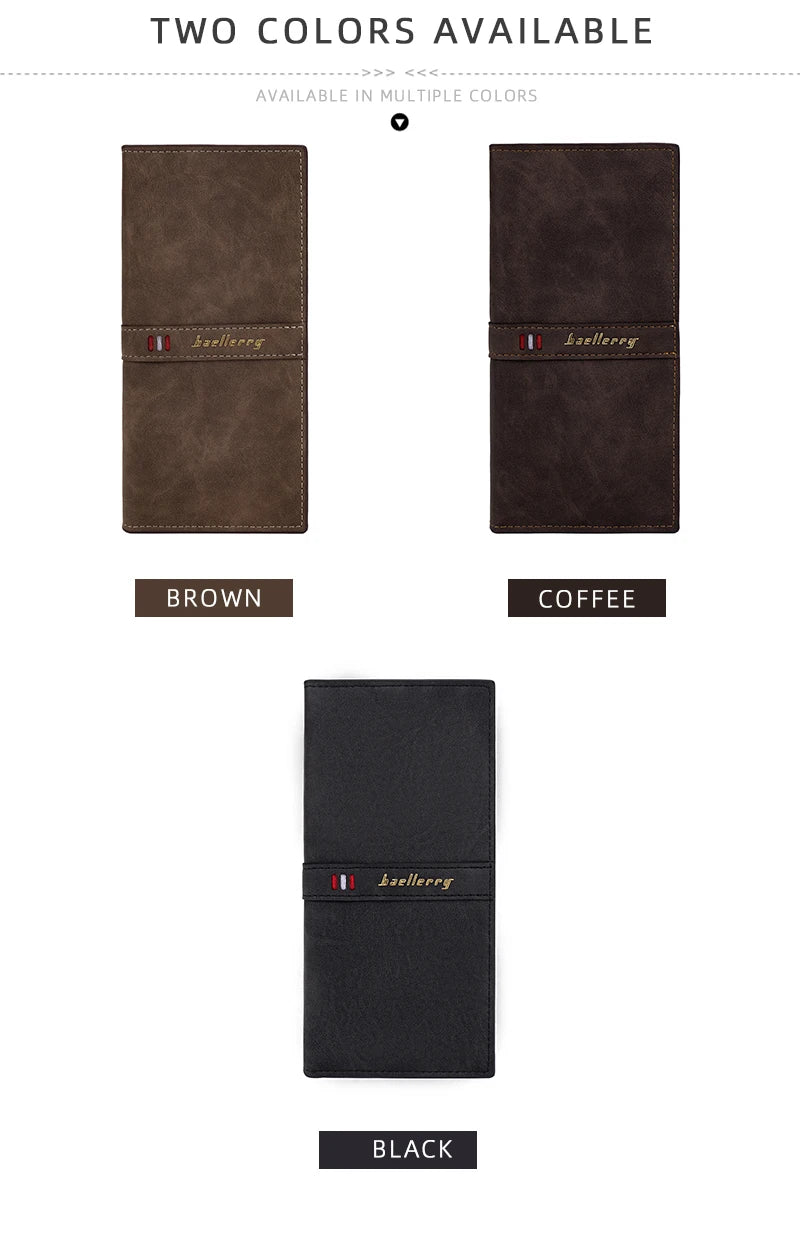 Men's Leather Wallet ID Card Holder Purse Bifold Pocket Long Clutch Bifold Business Money Bag Man Wallets Slim Wallet Card Slot