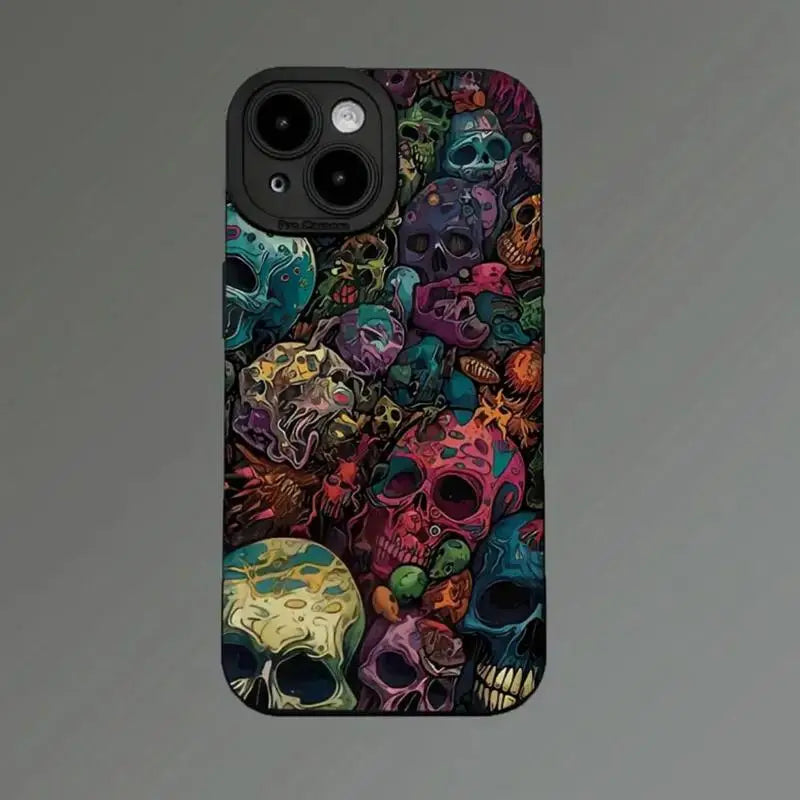 Creative Skull Pattern Phone Case Phone Accessories Compatible with IPhone 16 Pro Max 15 Pro 14Plus 13 12 11 XR X/XS