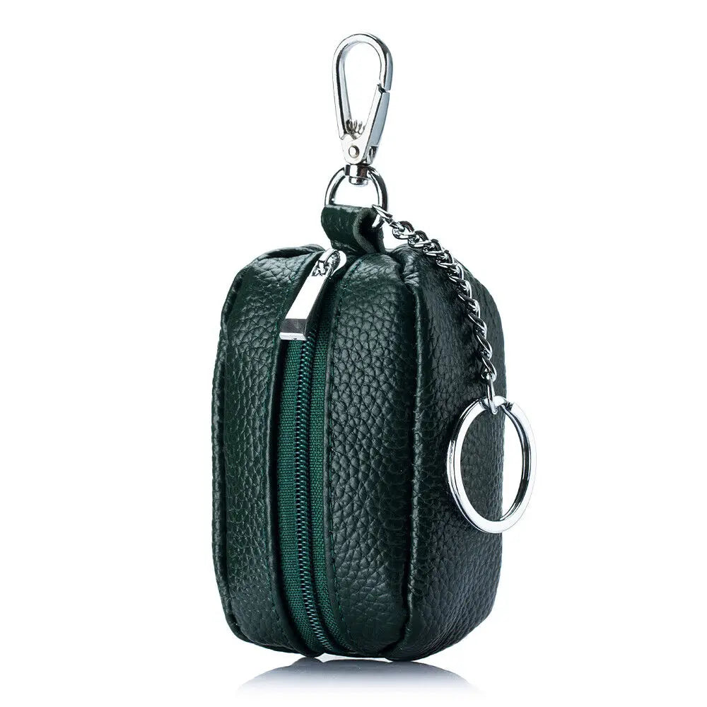 Small Pocket Zipper Key Storage Bag Simple Elegant PU Leather Wallet Car Key Ring Solid Color Lipstick Earphone Pouch Pocket