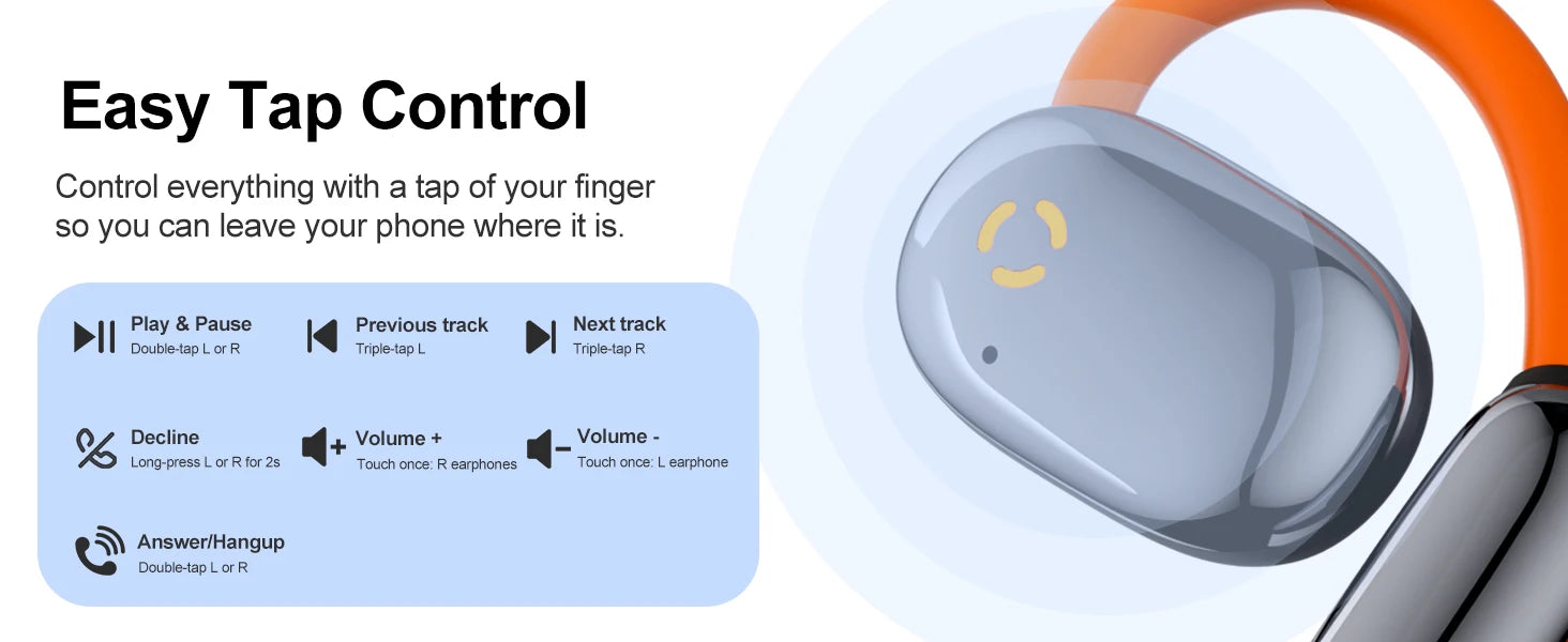 True Open Ear earbuds Wireless Headphones with Enhanced Sound,Lightweight Design,IPX4 waterproof,DNC Mics,BT 5.4,Punchy Bass