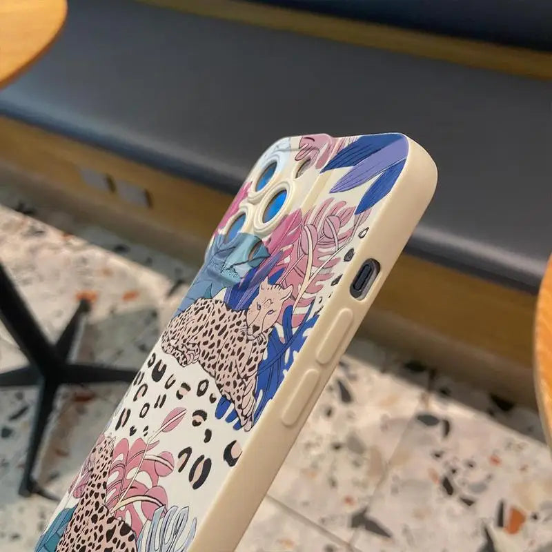 Creative Leopard Pattern Phone Case Phone Accessories Compatible with IPhone 16 Pro Max 15 Pro 14Plus 13 12 11 XR X/XS