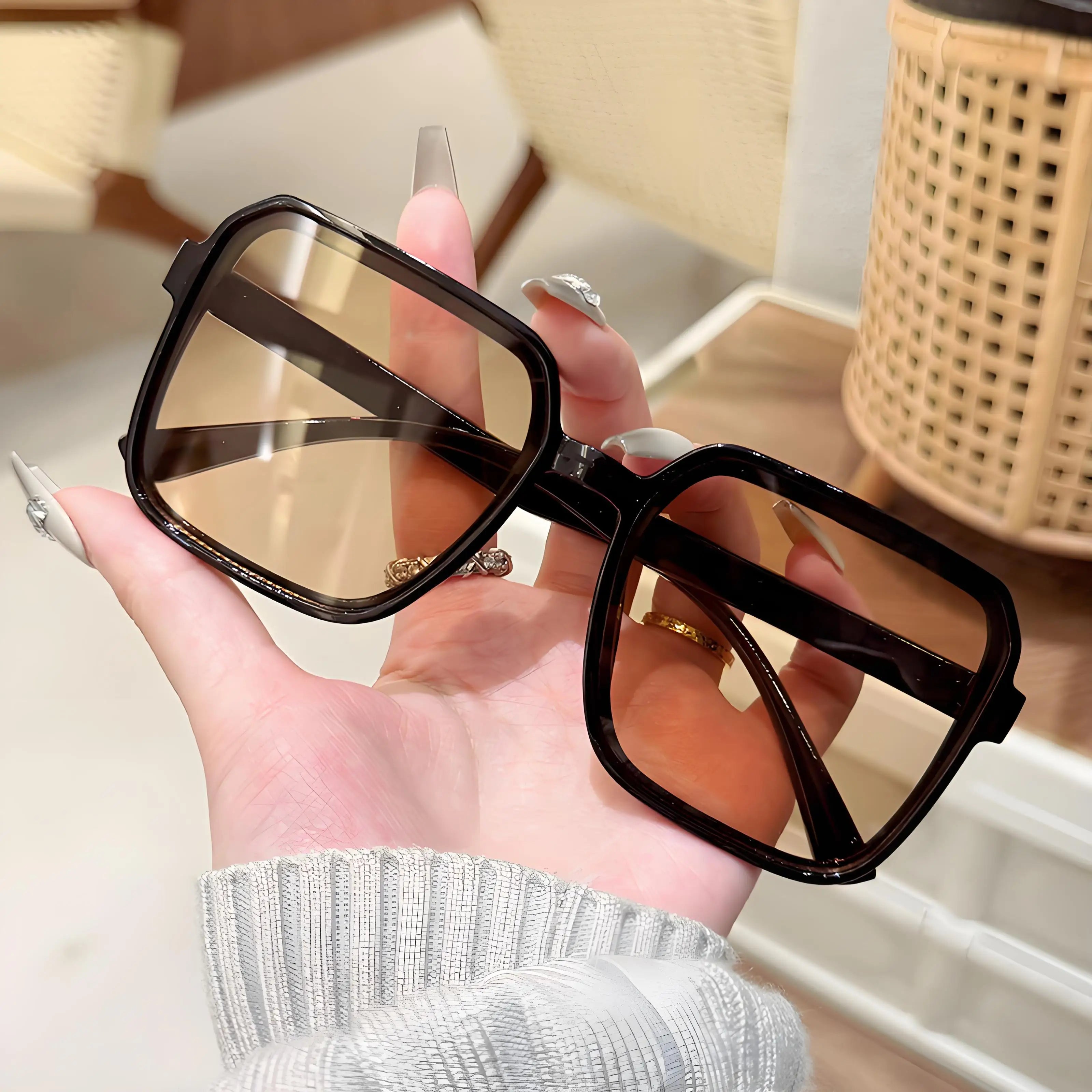 Retro Square Acetate Sunglasses - Unisex Oversized UV Protection ✔Non-Slip Nose Pads (Driving/Fishing/Travel)