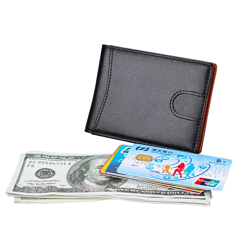 Man's and Women's Leather Wallet Foldable Mini Wallet Credit Card Holder Packet Purse Business Money Clip ID Card Bag Gift