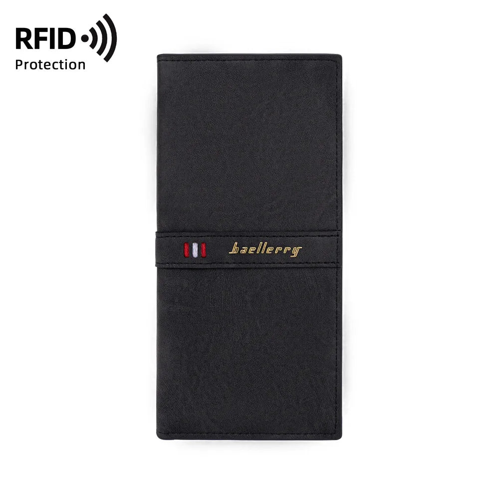 Men's Leather Wallet ID Card Holder Purse Bifold Pocket Long Clutch Bifold Business Money Bag Man Wallets Slim Wallet Card Slot