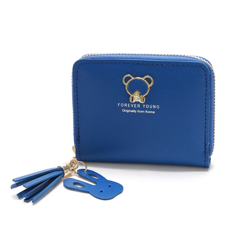 Women's leather Wallet Short Coin Purse Card Holder Small Ladies Wallet Female Hasp Mini Clutch Fashionable bear design wallet