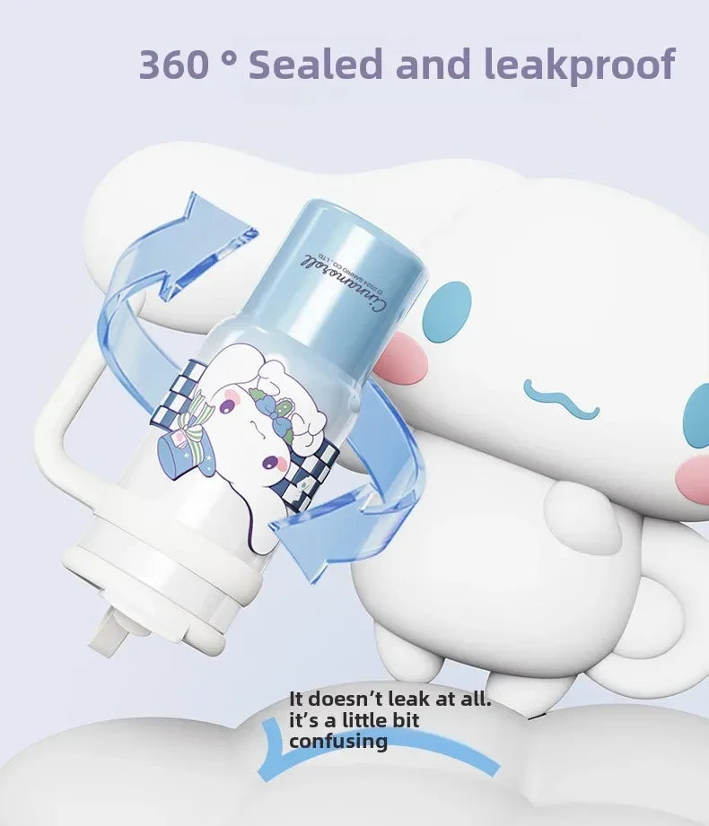 Sanrio 900Ml Thermos Cup Hello Kitty Cinnamoroll Kuromi Design Leakproof Water Cup Portable Bag Car Ice Cup Gift for Friends