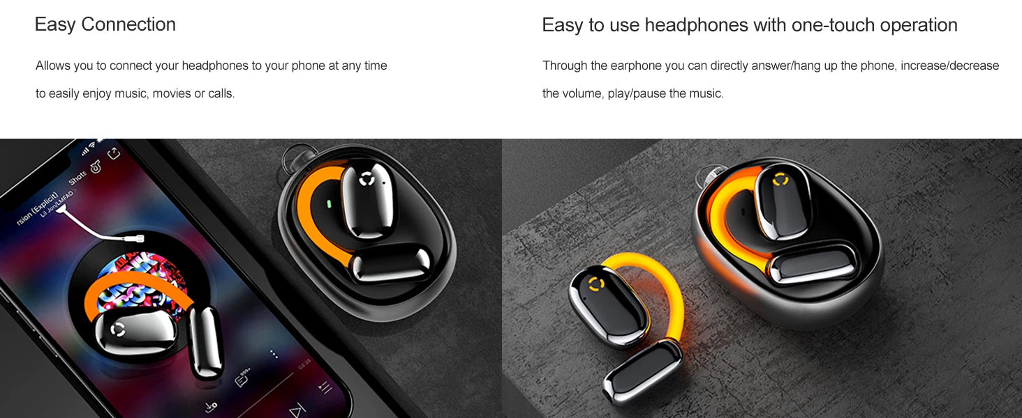 True Open Ear earbuds Wireless Headphones with Enhanced Sound,Lightweight Design,IPX4 waterproof,DNC Mics,BT 5.4,Punchy Bass