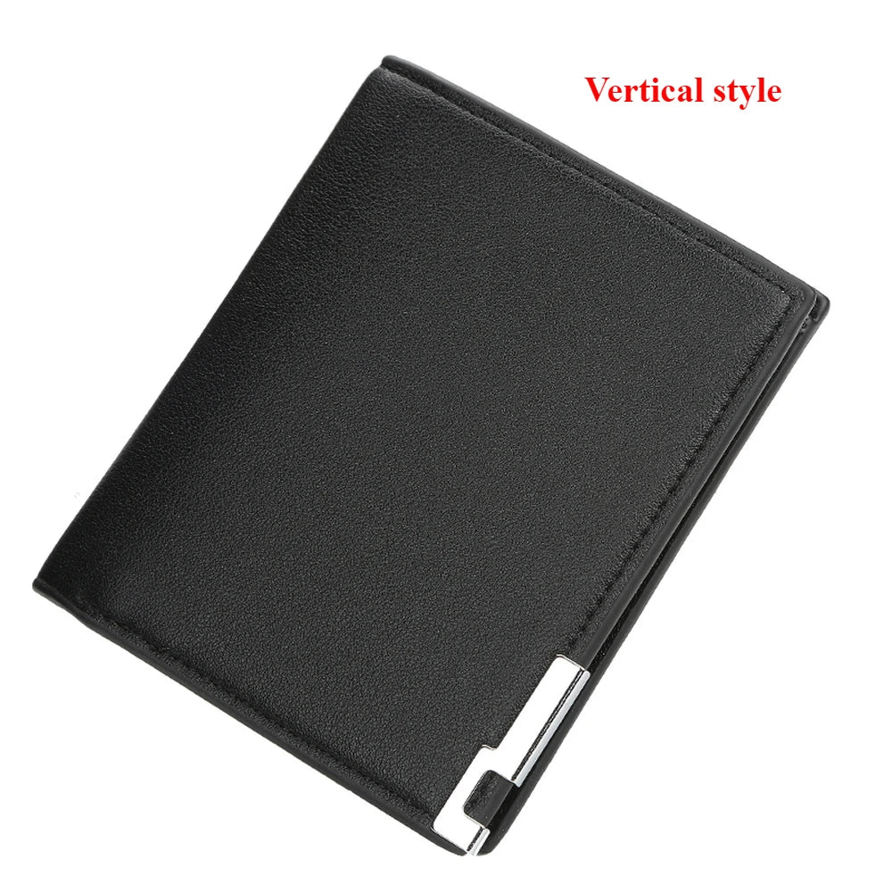 Men's Horizontal and Vertical Wallets Bifold Leather Wallet Pocket Bag Credit Card Holder Purse Large-capacity Business Wallet