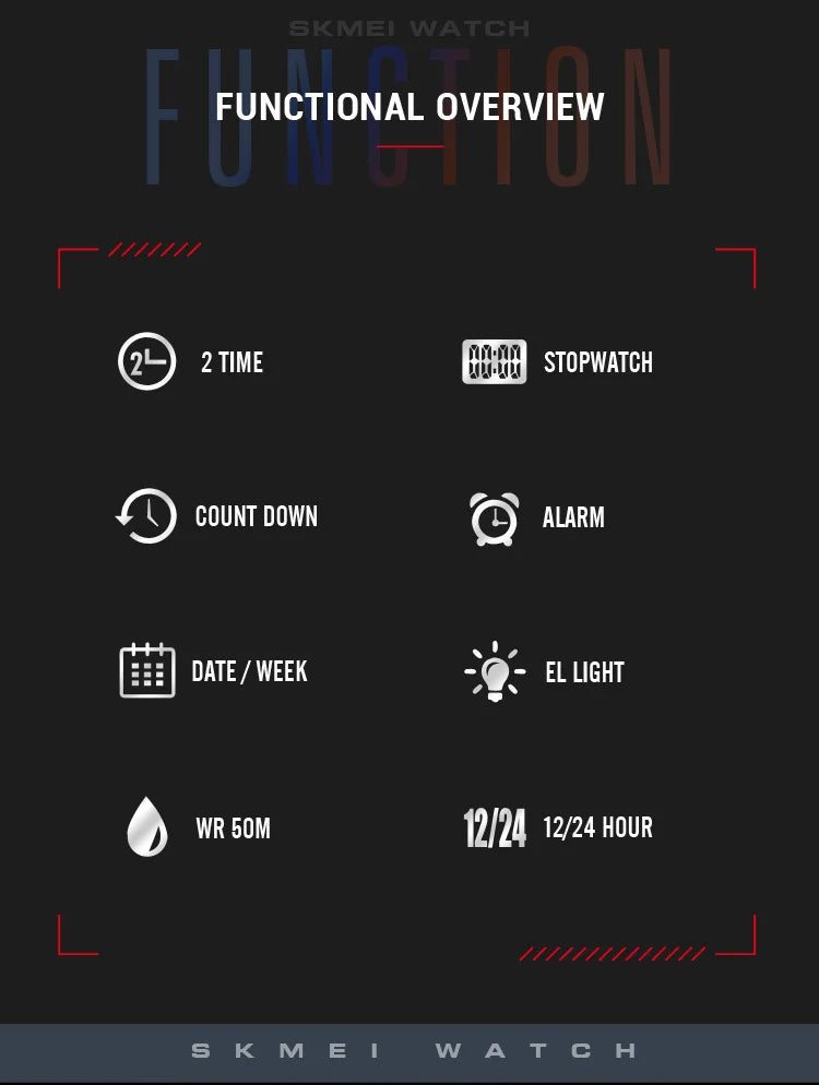 SKMEI Japan Digital movement Mens Sport Watches Military Countdown Alarm Clock 5Bar Waterproof LED Light Wristwatch reloj hombre