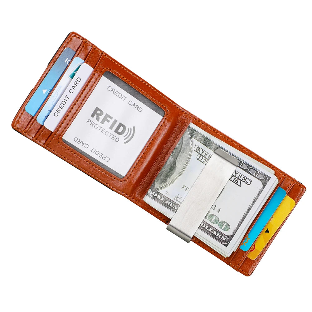 Man's and Women's Leather Wallet Foldable Mini Wallet Credit Card Holder Packet Purse Business Money Clip ID Card Bag Gift