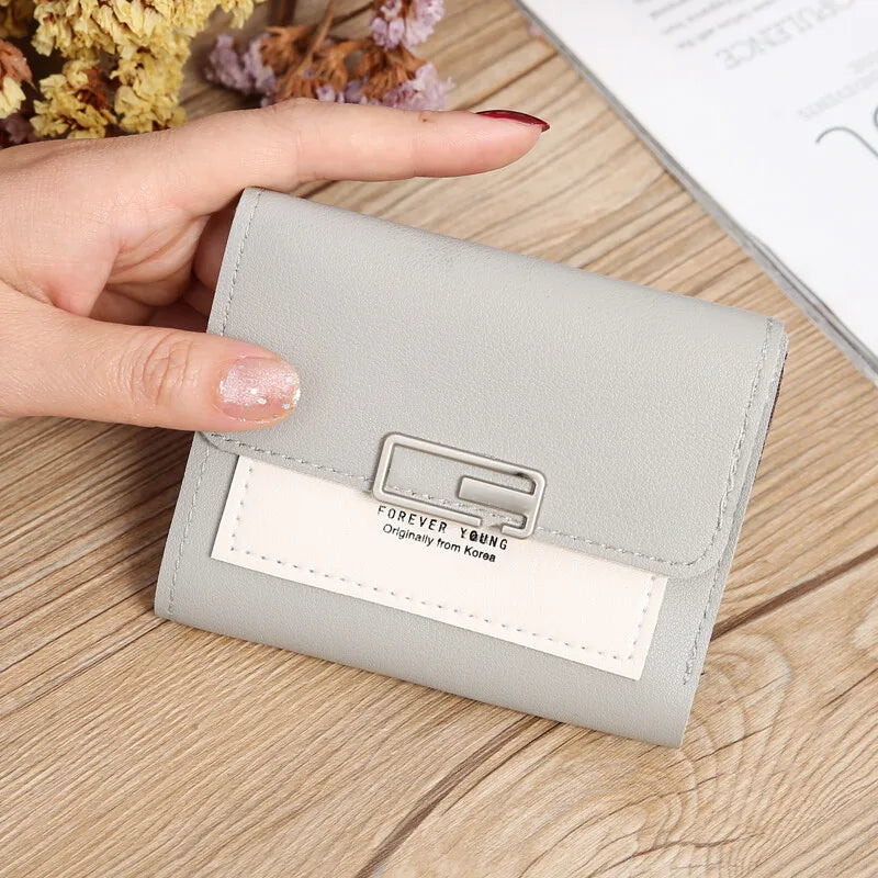 Women's Short PU Leather Wallet Tri-fold ID Credit Card Holder Clutch Money Cash Clip Purse With ID Window Small Handbag Gifts
