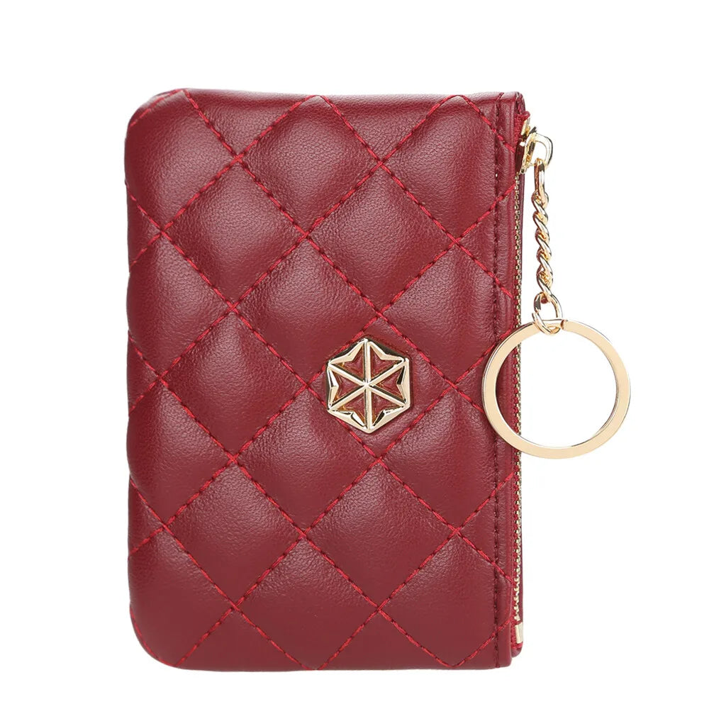 Women's Small Coin Purse PU Leather Wallet Fashion Mini Card Cash Holder Storage Bag with Keychain Ladies Zipper Wallet Gifts