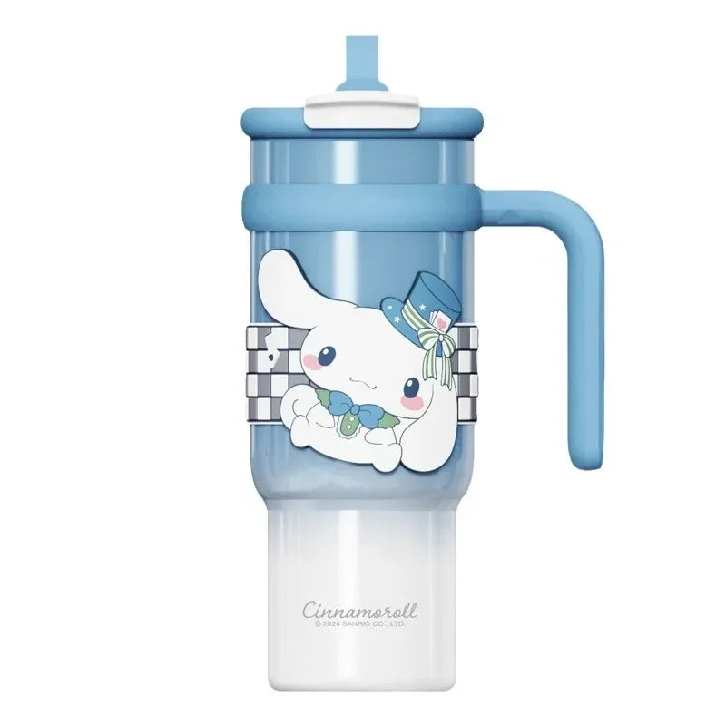 Sanrio 900Ml Thermos Cup Hello Kitty Cinnamoroll Kuromi Design Leakproof Water Cup Portable Bag Car Ice Cup Gift for Friends