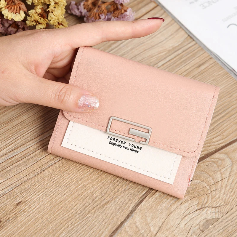 Women's Short PU Leather Wallet Tri-fold ID Credit Card Holder Clutch Money Cash Clip Purse With ID Window Small Handbag Gifts