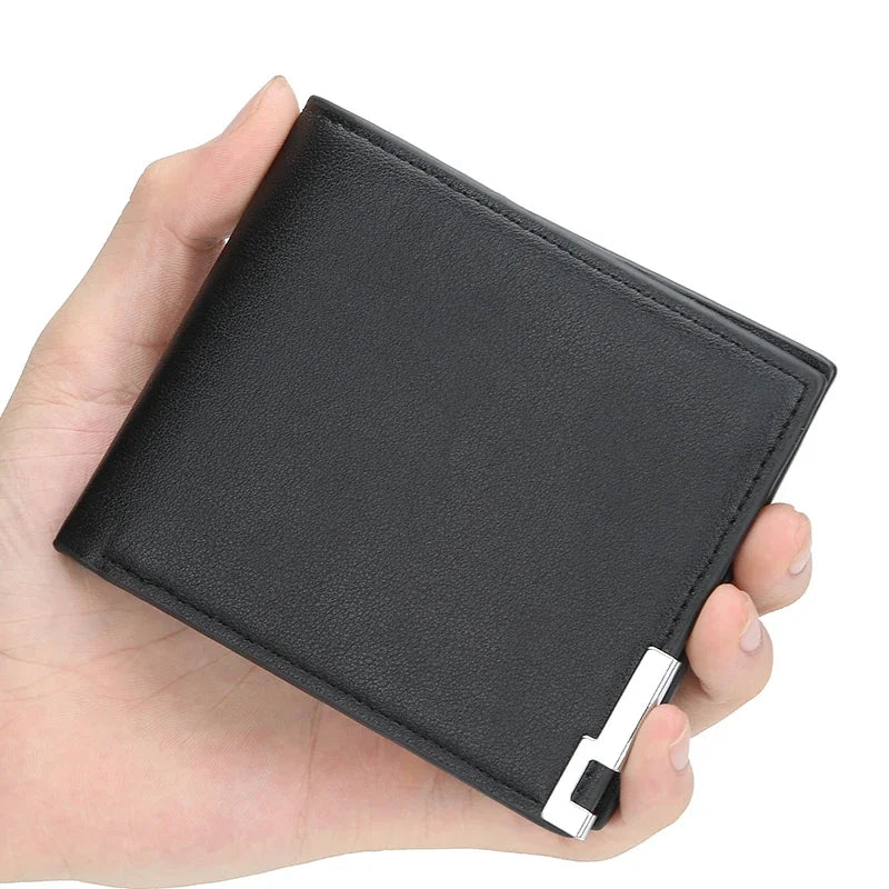 Men's Horizontal and Vertical Wallets Bifold Leather Wallet Pocket Bag Credit Card Holder Purse Large-capacity Business Wallet