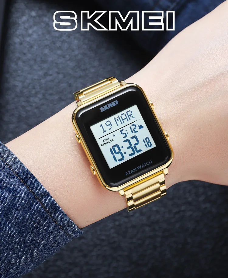SKMEI Muslim Azan Digital Watches Men's Watch For Men Prayer With Qibla Compass Adhan Alarm Hijri Islamic Wristwatches Clock