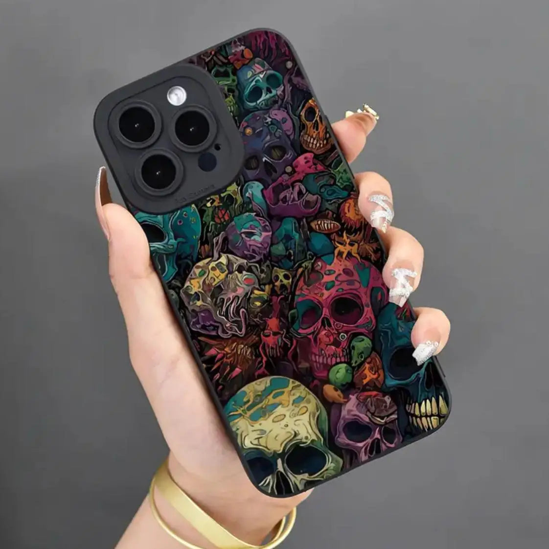 Creative Skull Pattern Phone Case Phone Accessories Compatible with IPhone 16 Pro Max 15 Pro 14Plus 13 12 11 XR X/XS