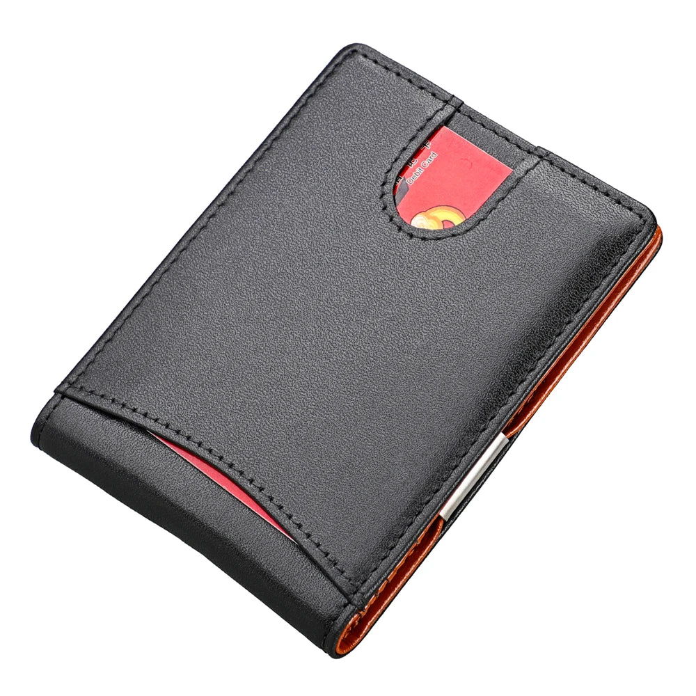 Man's and Women's Leather Wallet Foldable Mini Wallet Credit Card Holder Packet Purse Business Money Clip ID Card Bag Gift