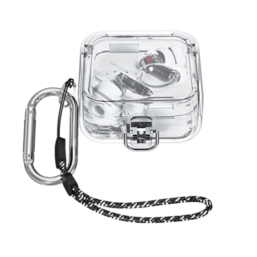 PC Headphone Box Case Clear Candy Color Wireless Headphones Cover With Lanyard Hook Waterproof Fall-protection for Nothing Ear 2