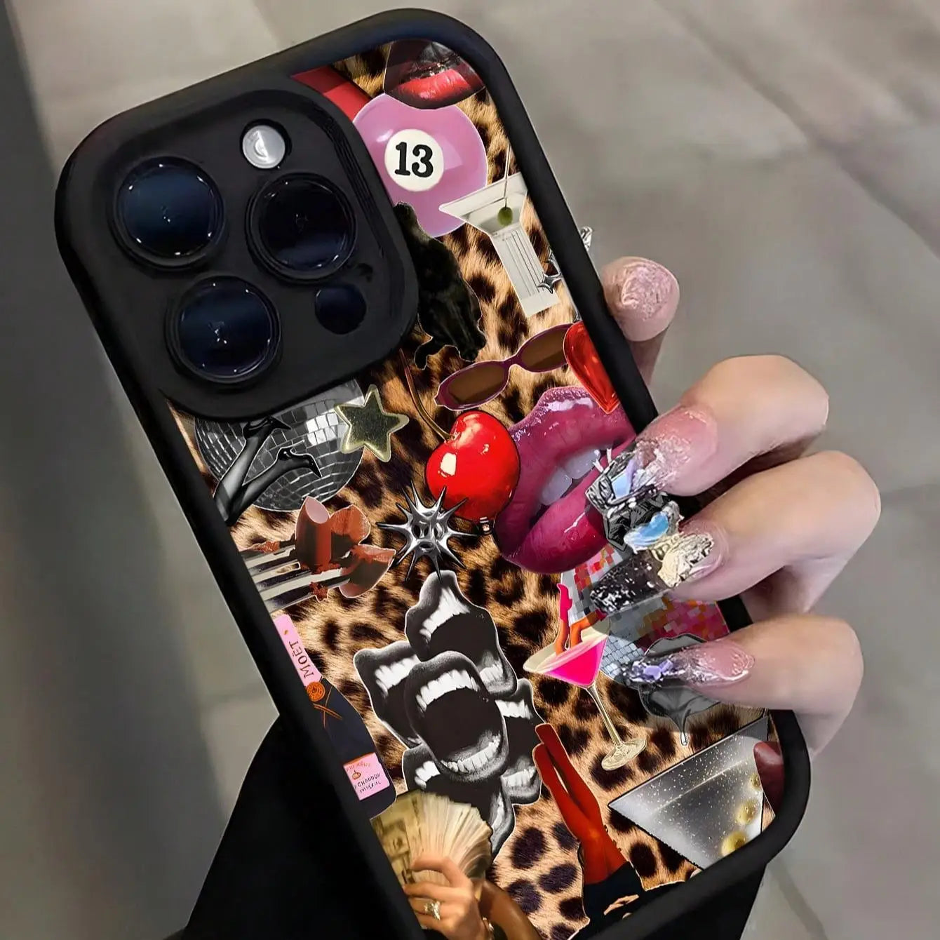 Lip & Leopard-print Phone Case Phone Accessories for IPhone 16 Pro Max 15 Pro 14Plus 13 12 11 XR X/XS Smartphone Accessories