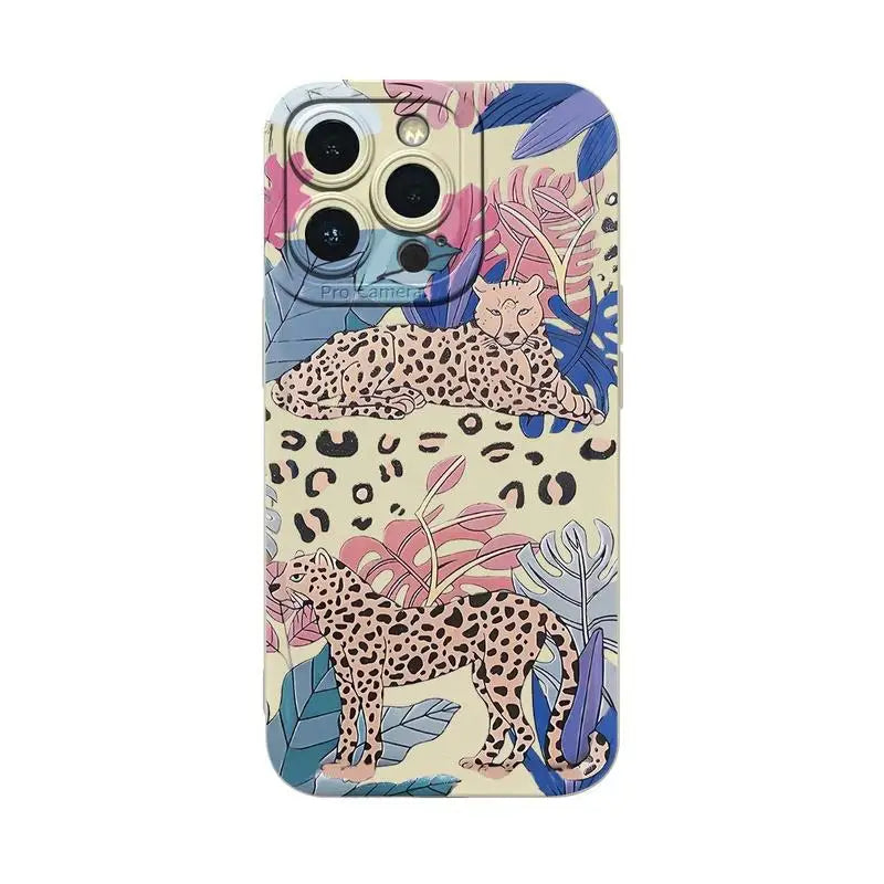 Creative Leopard Pattern Phone Case Phone Accessories Compatible with IPhone 16 Pro Max 15 Pro 14Plus 13 12 11 XR X/XS