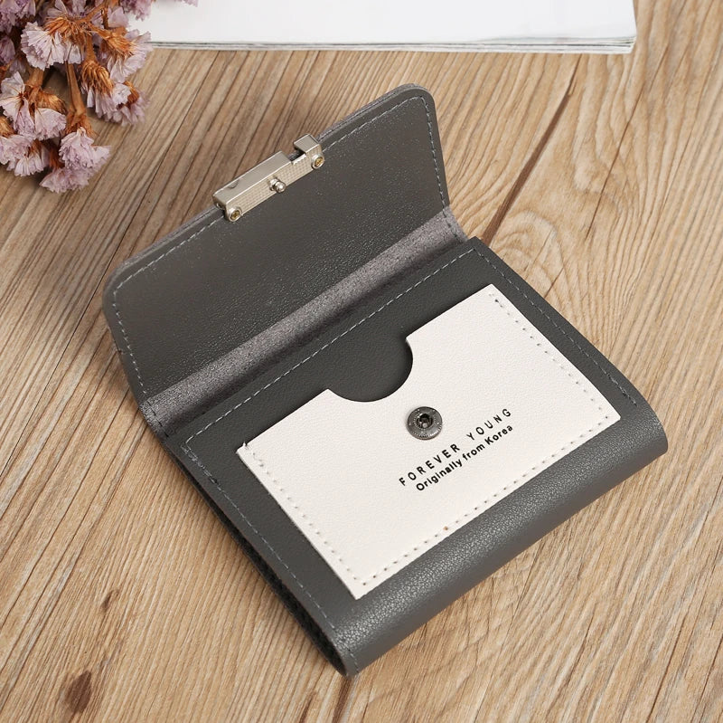 Women's Short PU Leather Wallet Tri-fold ID Credit Card Holder Clutch Money Cash Clip Purse With ID Window Small Handbag Gifts