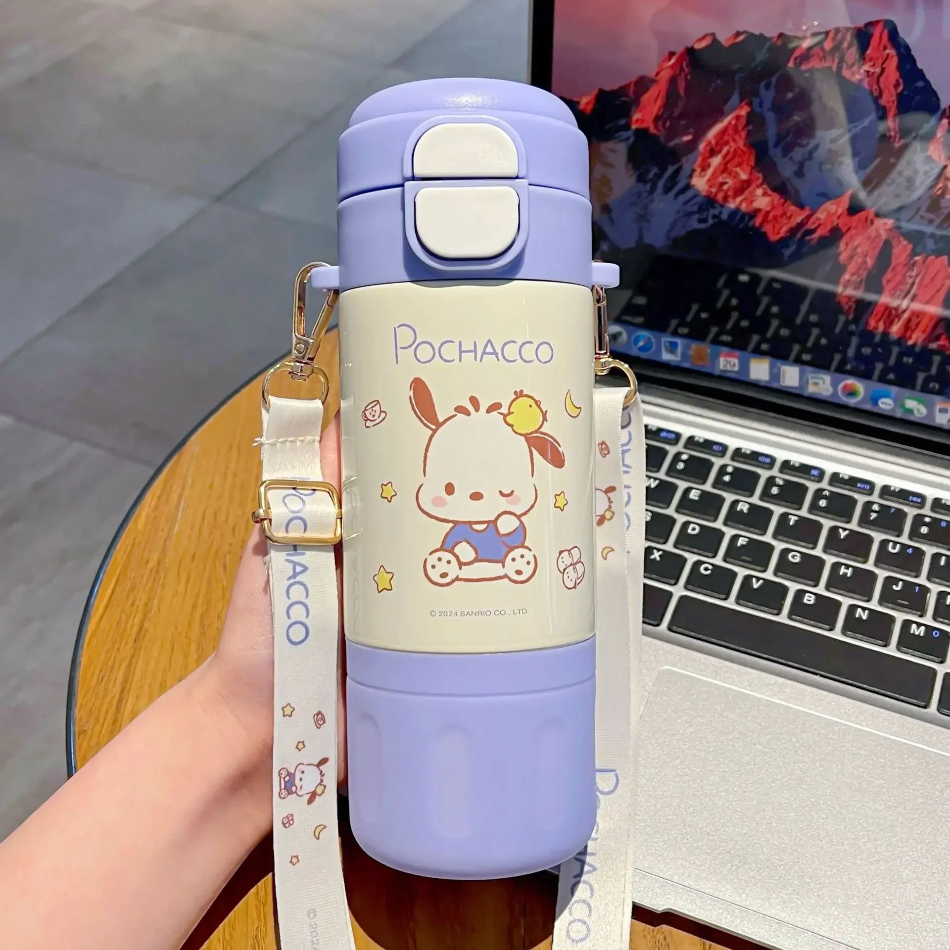 480ml Sanrio Thermos Cup Hello Kitty Kuromi Cinnamoroll Water Cup My Melody Student Stainless Steel Tinsulated Water Bottle Gift