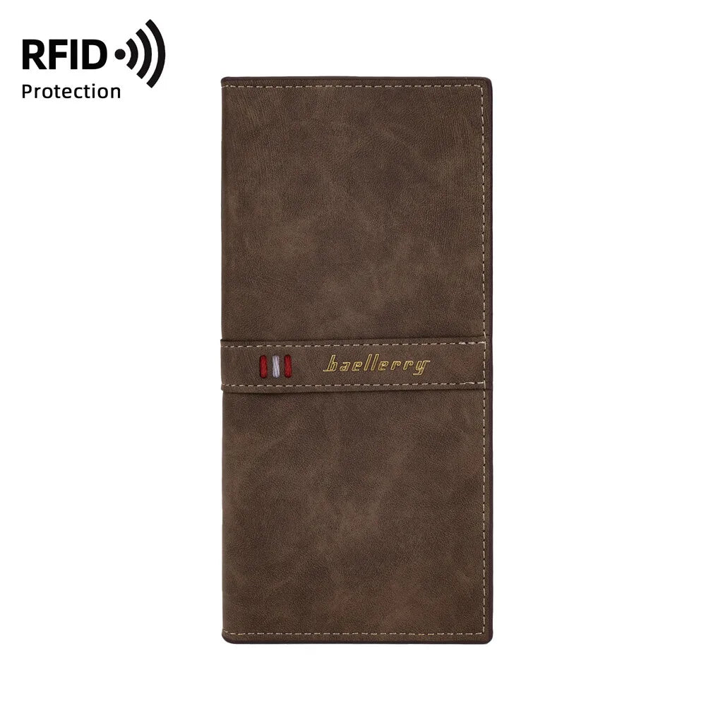 Men's Leather Wallet ID Card Holder Purse Bifold Pocket Long Clutch Bifold Business Money Bag Man Wallets Slim Wallet Card Slot