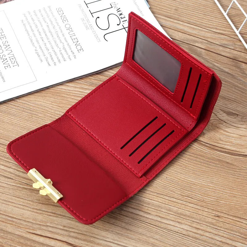 Women's Foldable Leather Wallet Floral Print Wallet Multi-card Slot ID Card Holder Card Bag Fashionable Wallet Cute Handbag