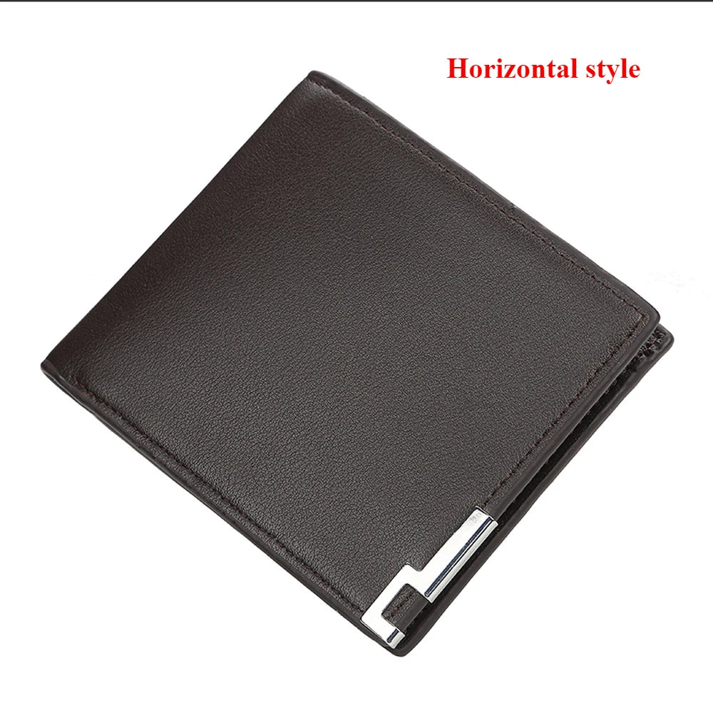 Men's Horizontal and Vertical Wallets Bifold Leather Wallet Pocket Bag Credit Card Holder Purse Large-capacity Business Wallet