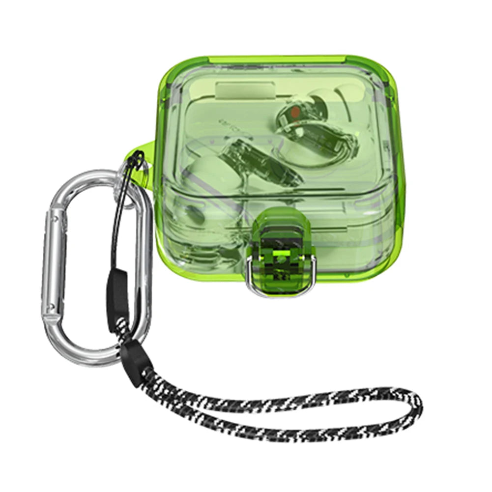 PC Headphone Box Case Clear Candy Color Wireless Headphones Cover With Lanyard Hook Waterproof Fall-protection for Nothing Ear 2