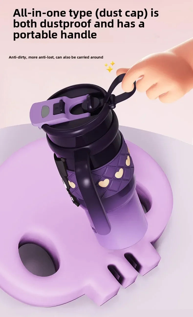 Sanrio 900Ml Thermos Cup Hello Kitty Cinnamoroll Kuromi Design Leakproof Water Cup Portable Bag Car Ice Cup Gift for Friends