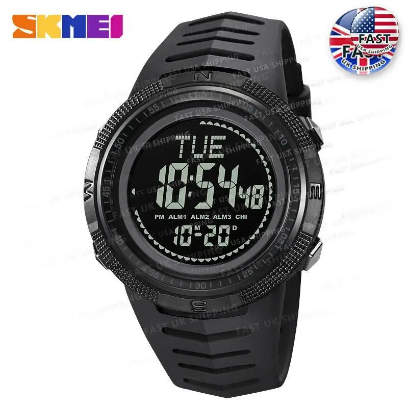 SKMEI Men's Sport Military Digital Men Watch For Men Waterproof Electronic Countdown Mens Wristwatches Outdoors Clock + Compass