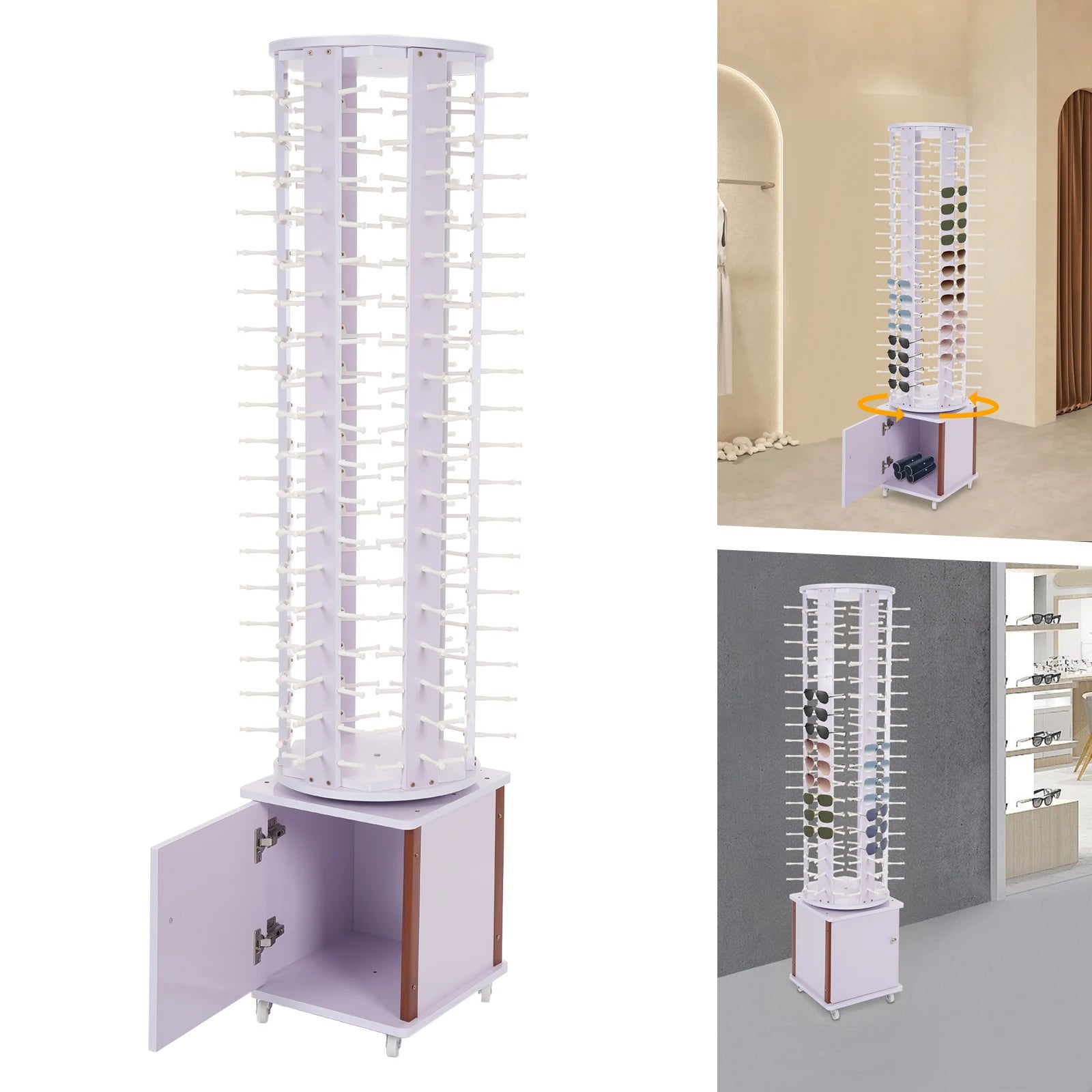 Sunglasses Storage Organizer Floor-standing Glasses Display Stand With Wheels Glasses Storage Display Stand