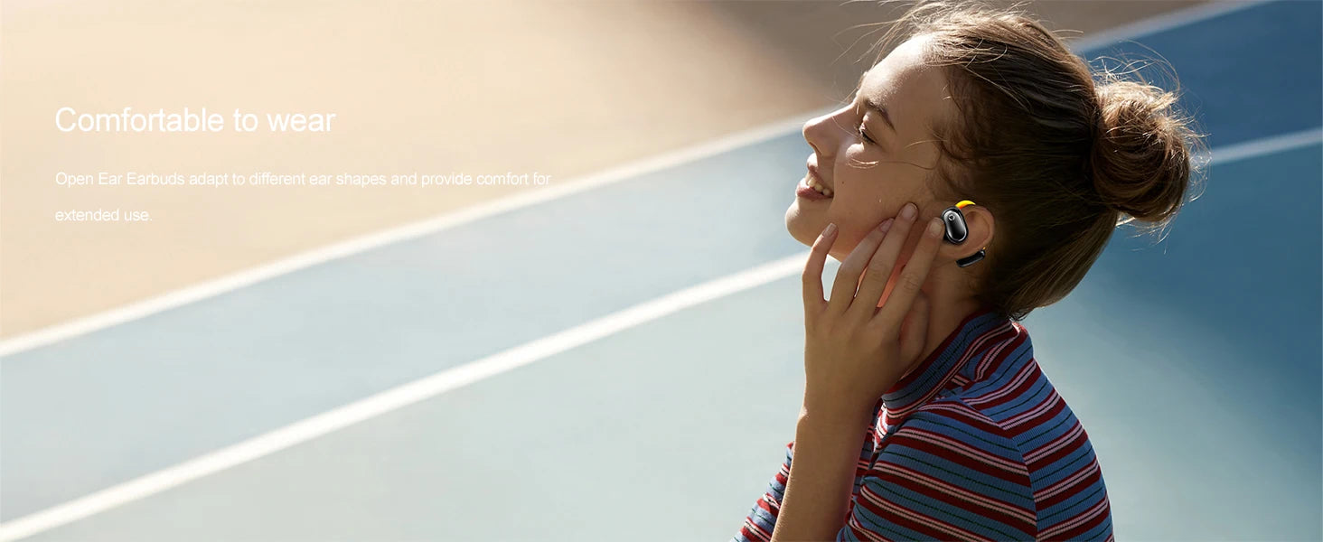 True Open Ear earbuds Wireless Headphones with Enhanced Sound,Lightweight Design,IPX4 waterproof,DNC Mics,BT 5.4,Punchy Bass